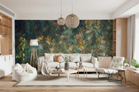 A calming serene forest wallpaper mural that defines a space.
