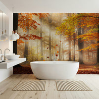 Earthy toned nature wallpaper for a feature wall in a modern flat wall mural.