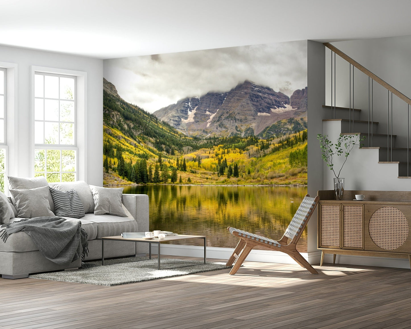 High resolution wallpaper illustrating a peaceful alpine wilderness scene.