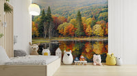 Kids room space feels fresh with Autumn's Reflection wall mural natural colors