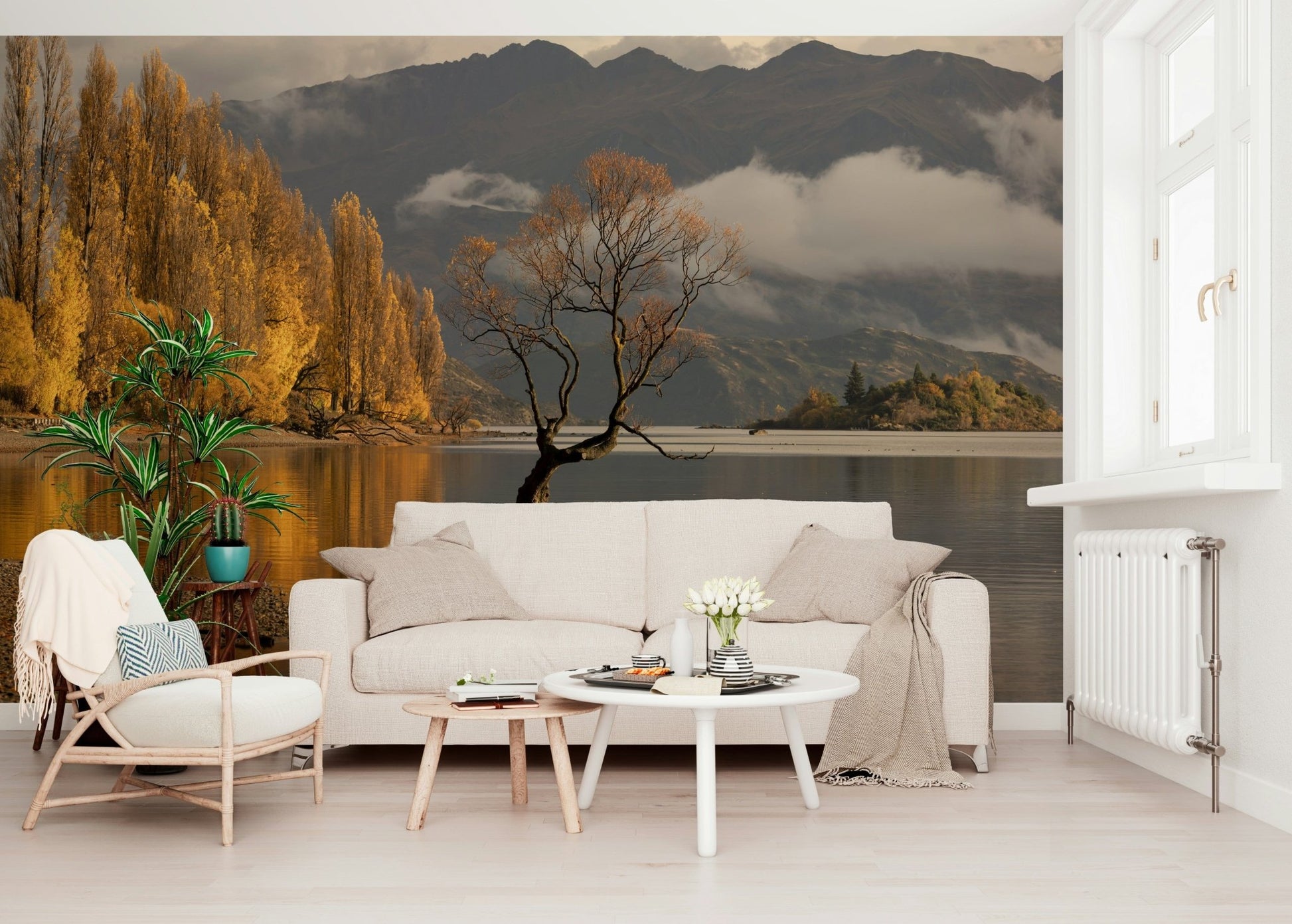 Deciduous forest landscape wallpaper for an apartment hallway., GD6923