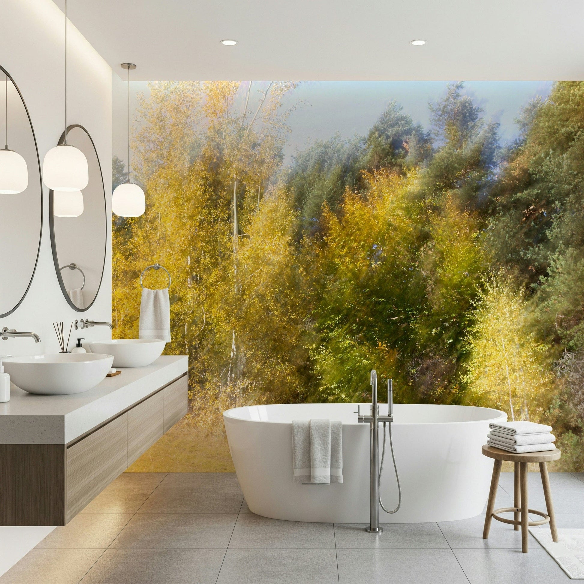 Autumn's Whisper wall mural for a calm and modern abstract wall design.