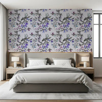 Aviary Twilight Bloom wallpaper with graceful bird branch pattern, GD9339