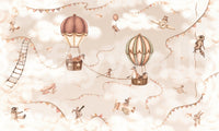 Aviation Adventure Mono Wall Mural with playful flying animals