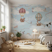 Aviation Adventure Wall Mural with rabbits and small planes, GD9167