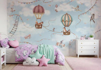 Whimsical cloud Wall Mural in Aviation Adventure style, GD9167