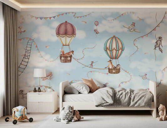 Bedroom featuring Aviation Adventure Wall Mural sky design