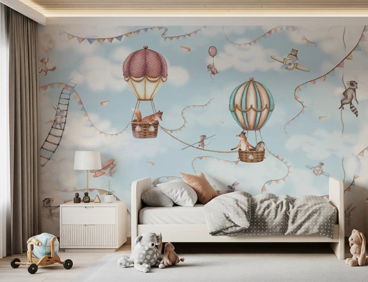 Bedroom featuring Aviation Adventure Wall Mural sky design, GD9167