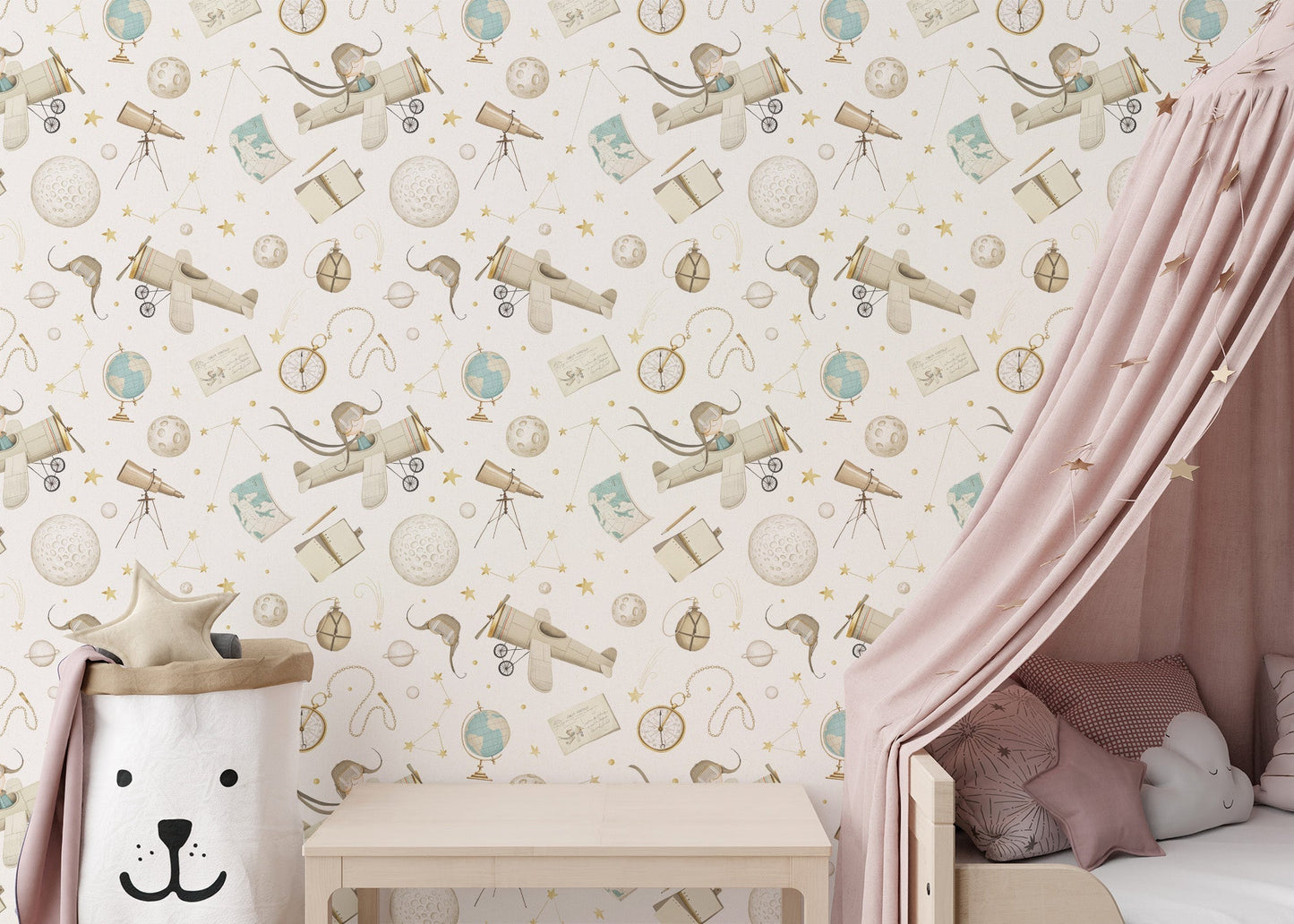 Aviator mural for nursery and kids decor