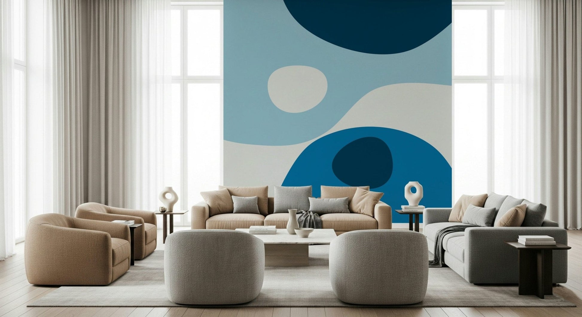 Deep-sea chromatic Azure Abstraction wallpaper tableau.