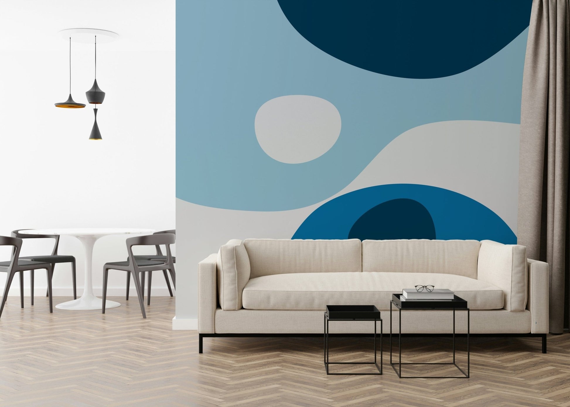 Azure Abstraction Wall Mural Vortex of azure liminality.