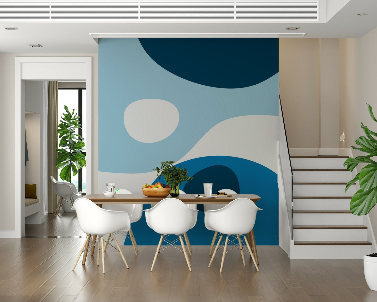 Fluid maritime reverie wall mural, Azure Abstraction.
