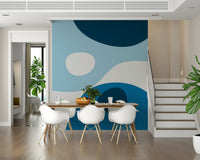 Fluid maritime reverie wall mural, Azure Abstraction.