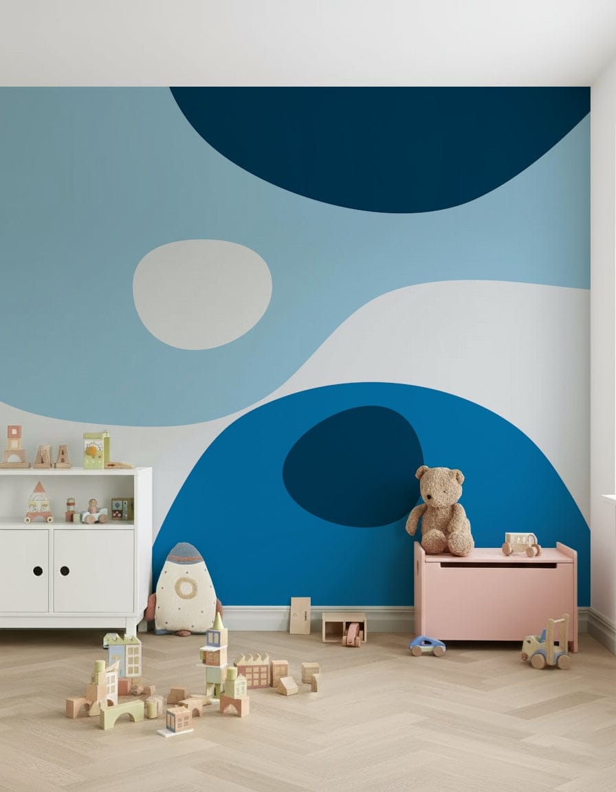 Abyssal cadence of Azure Abstraction wall covering.