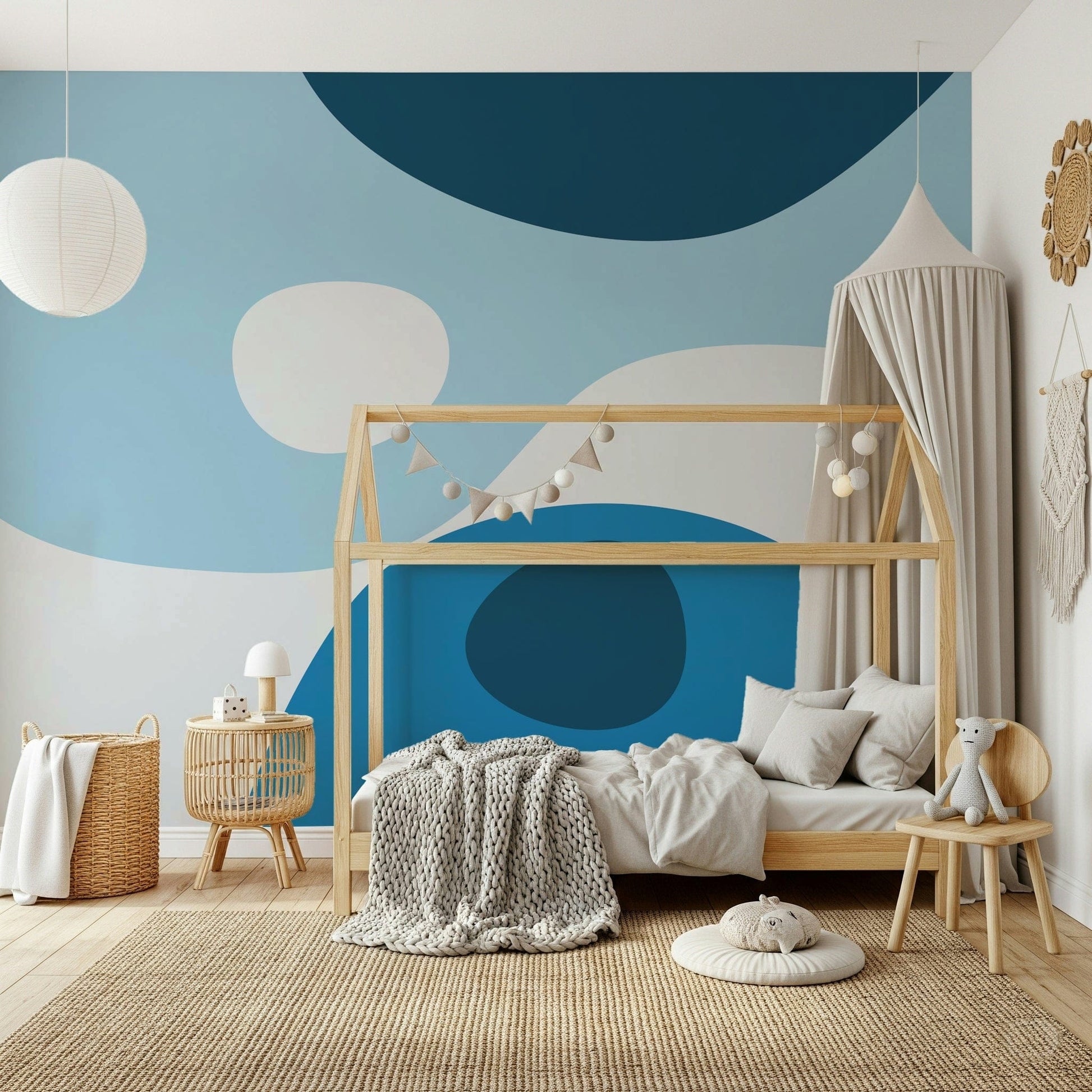 Azure Abstraction Wall Mural: Liquescent indigo fissures.
