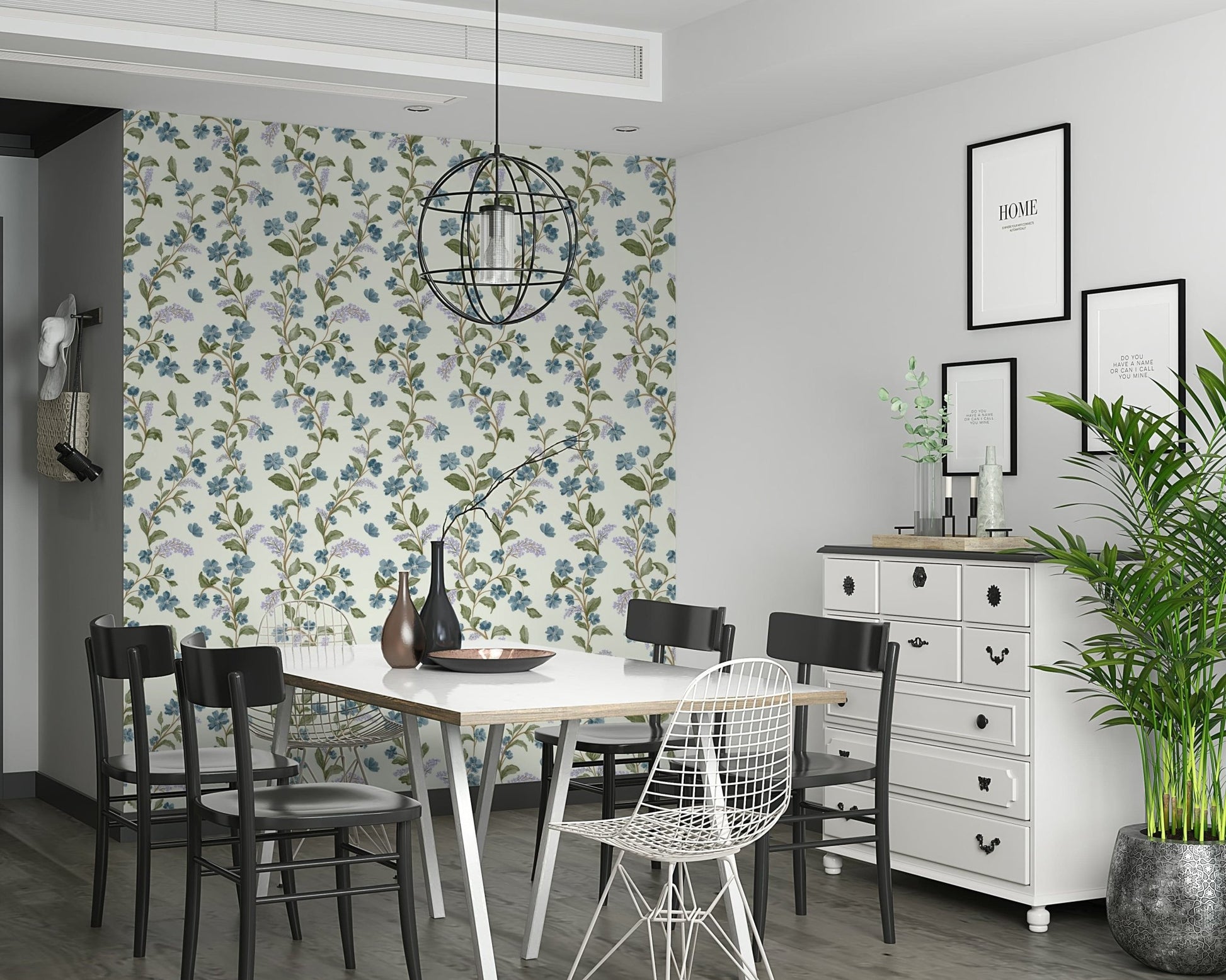 Sophisticated Trail wall paper, intertwining stems and blooms.