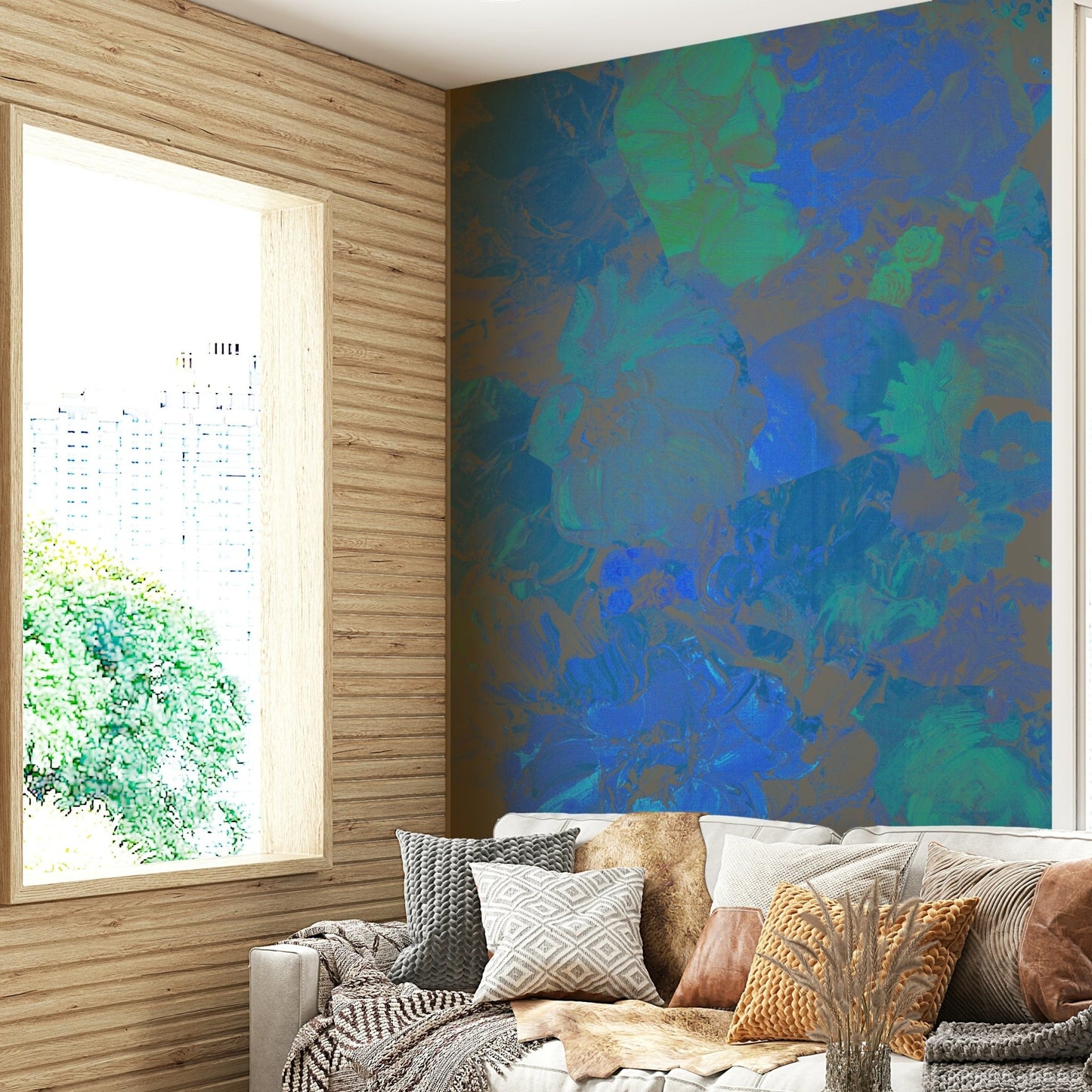 Azure Bloom Wall Mural