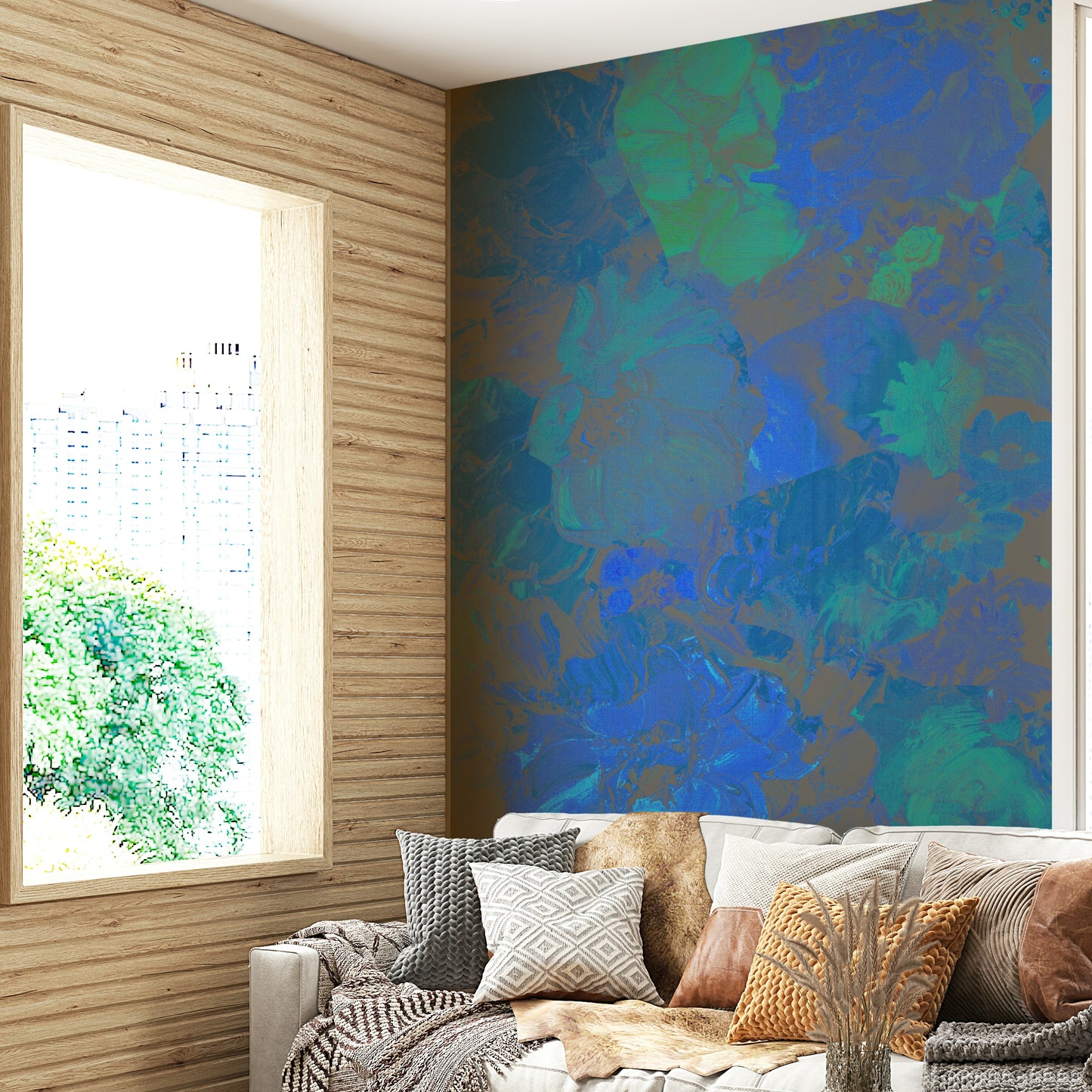 Azure Bloom Wall Mural