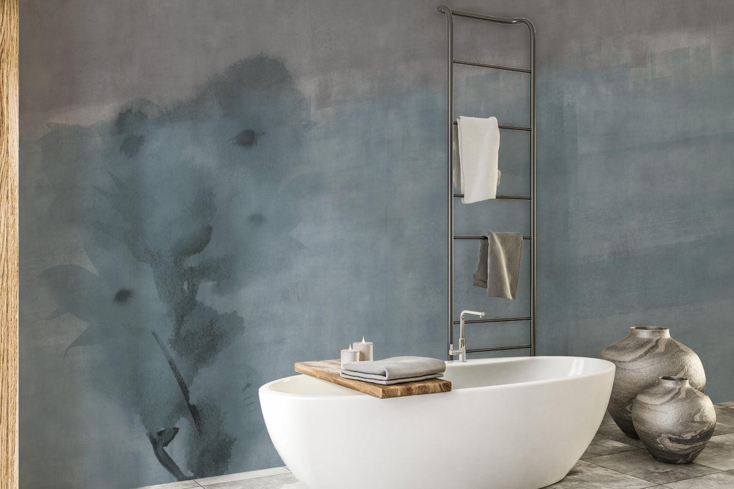 Watercolor Light Blue Shade Wallpaper Murals - Giffywalls