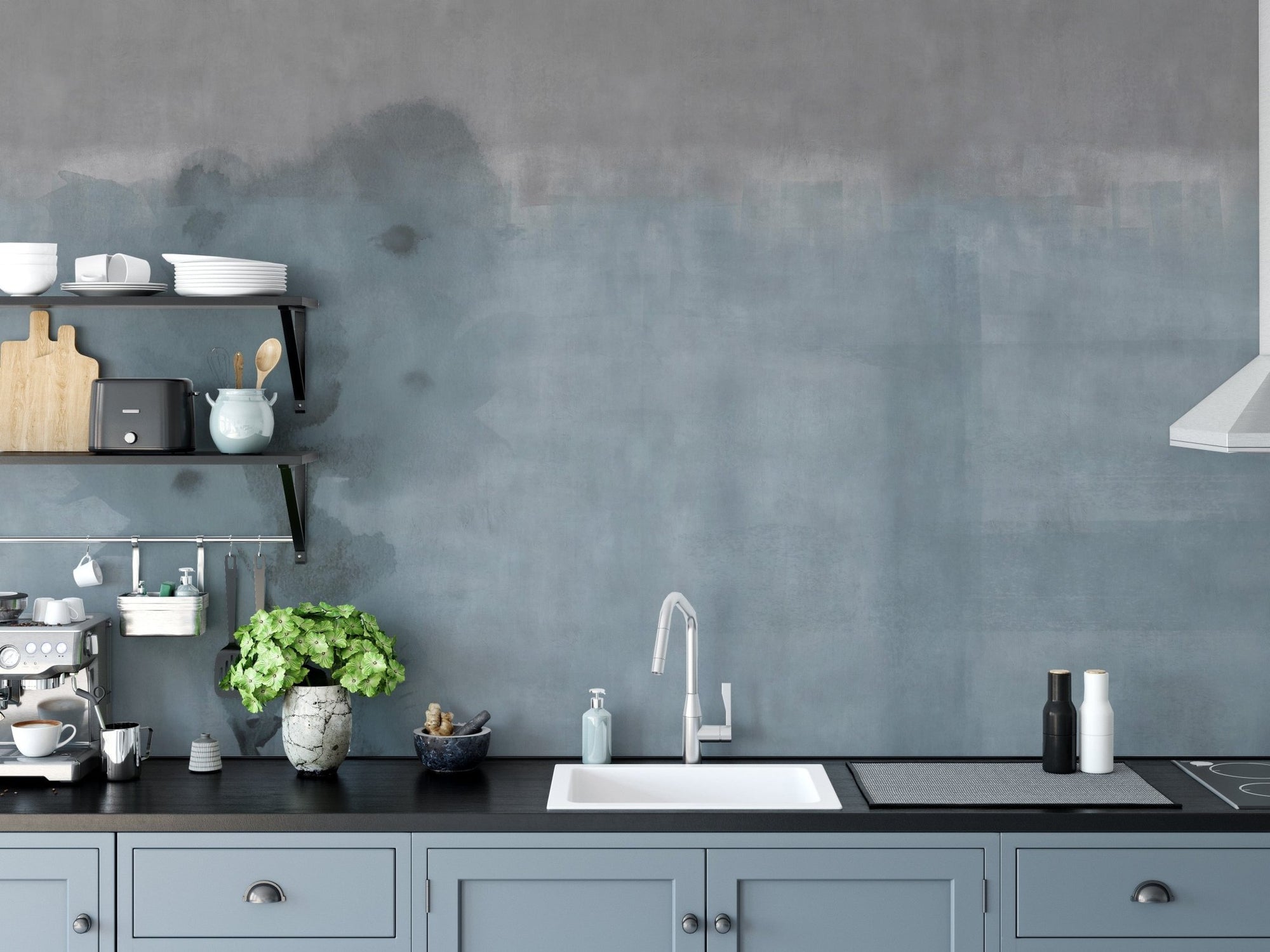 Light blue watercolor wallpaper mural design A402

