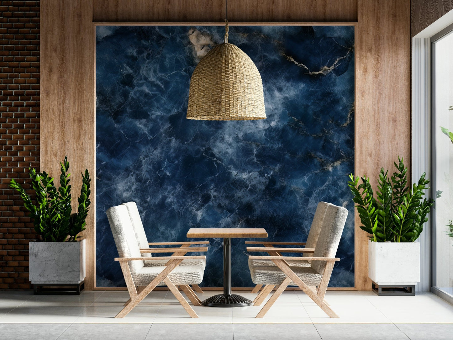 A graceful subtle pattern wall mural in cool, tranquil tones.