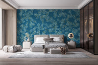 Blue Floral Peel and Stick Wallpaper - Giffywalls