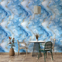 Sophisticated gold-accented wallpaper in upscale space

