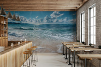 Panoramic azure horizons wall mural for a bright and open feature wall., GD7637
