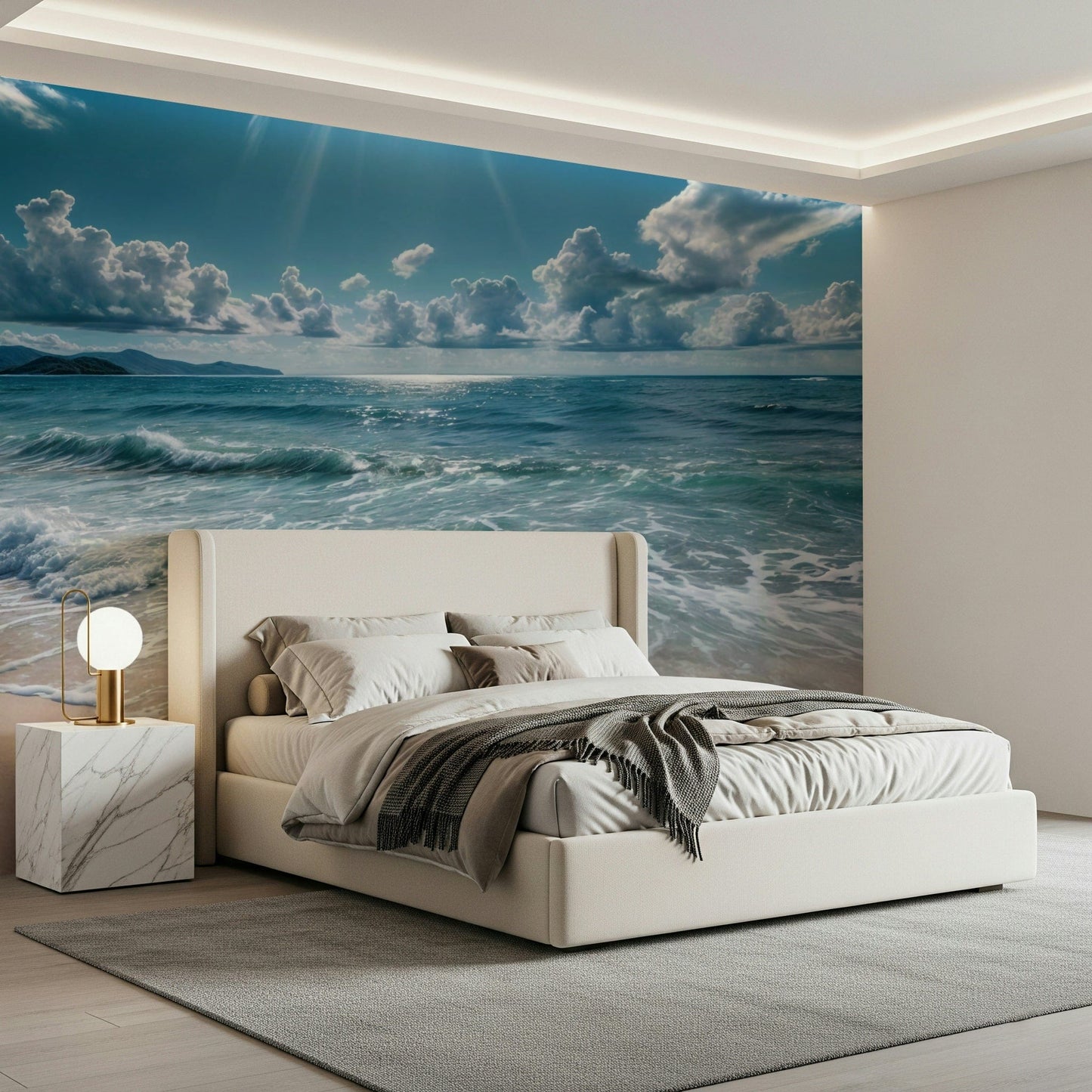 Azure horizons wallpaper showing a calm ocean and clear atmospheric sky., GD7637
