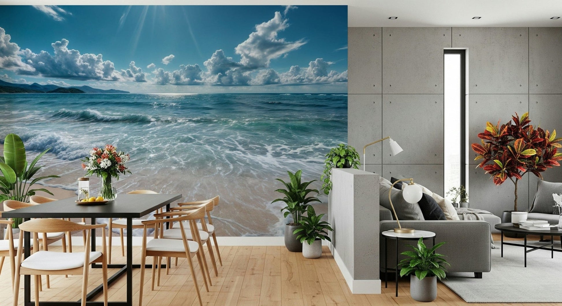 Soft gradient wallpaper depicting a serene coastal horizon in light blue., GD7637