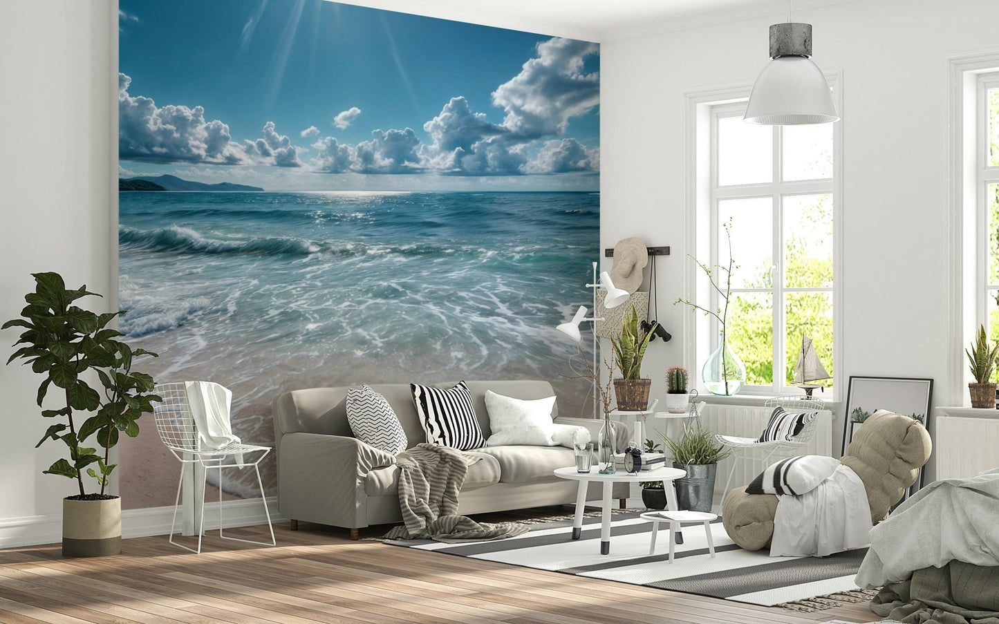 Azure horizons wall mural with a clean and contemporary ocean view., GD7637