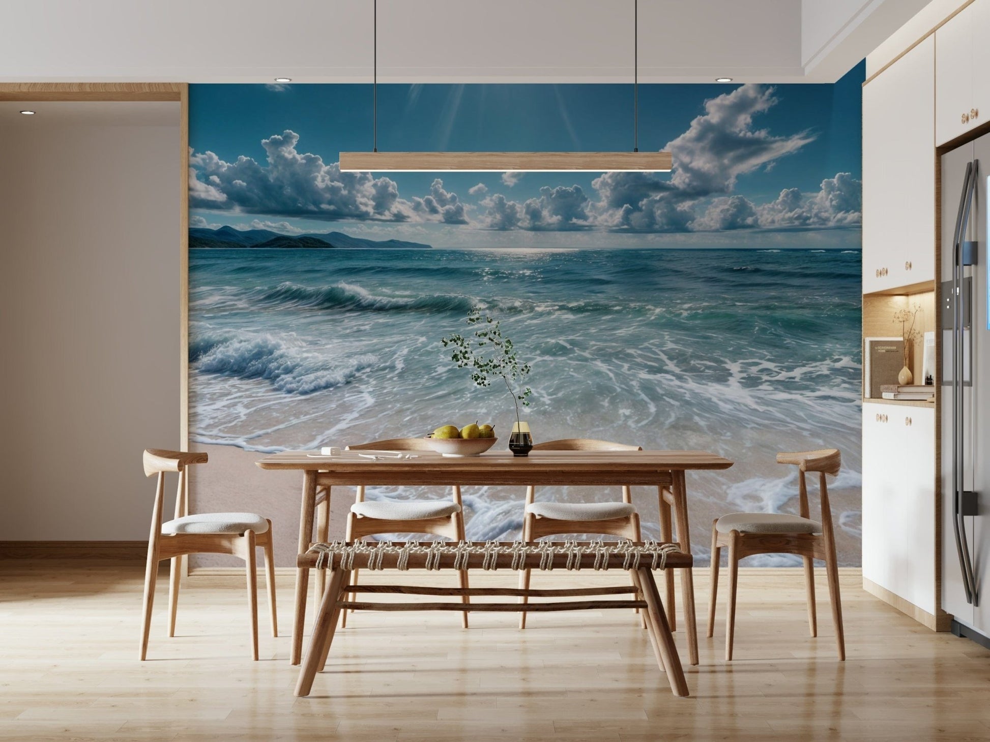 Minimalist seascape wallpaper with a soft focus on the distant horizon., GD7637