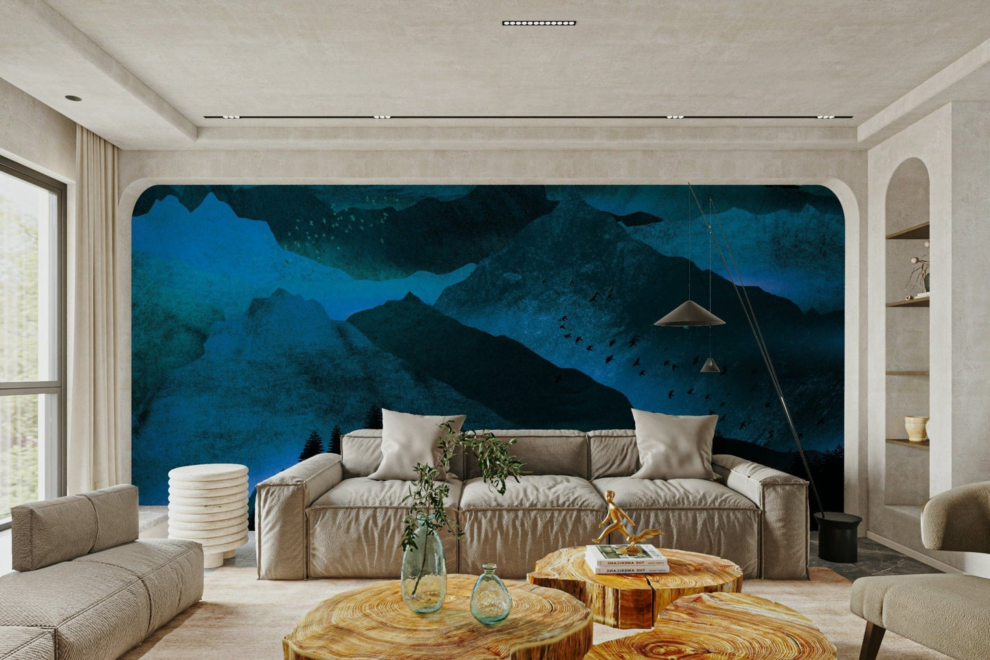 Cool blue tones mountain wallpaper GD108