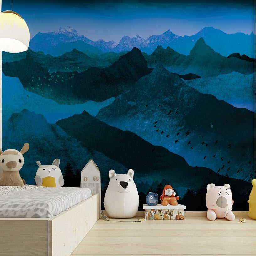 Dark forest and blue hills mural GD108

