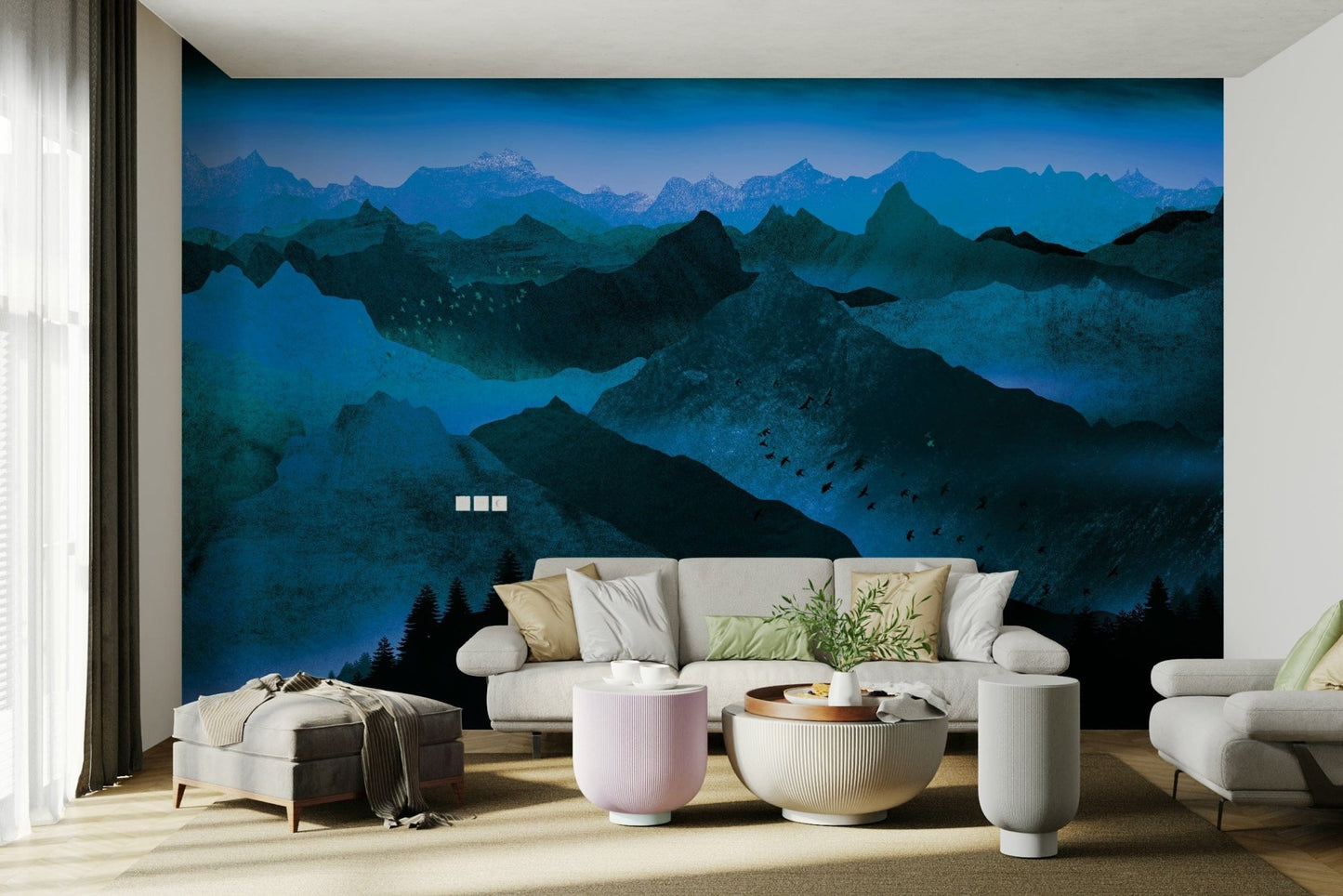 Peaceful blue hillscape wallpaper GD108