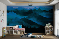 Azure mist and mountain mural design

