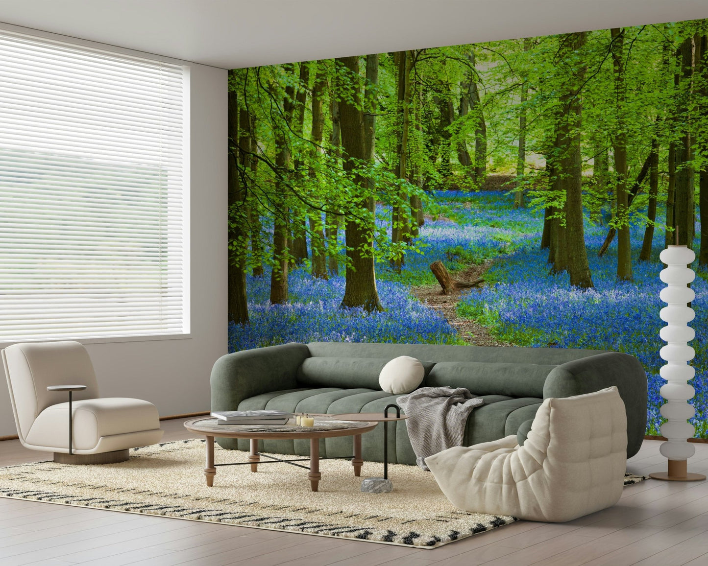 Azure Pathway Wall Mural behind a desk in a professional home office wallpaper.