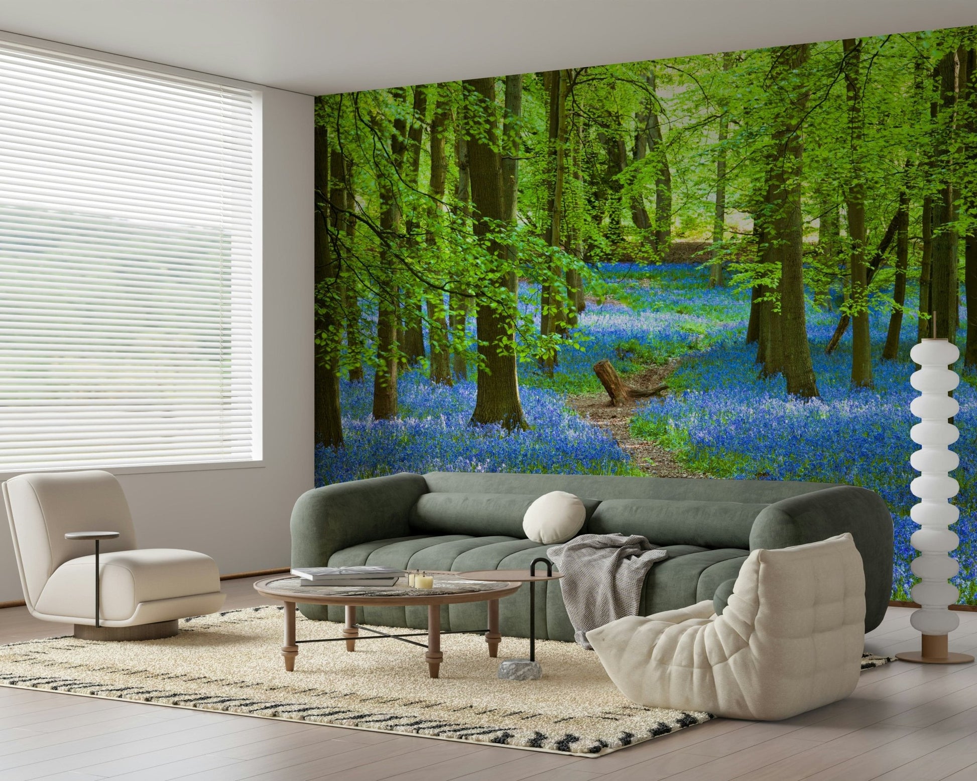 Azure Pathway Wall Mural behind a desk in a professional home office wallpaper.