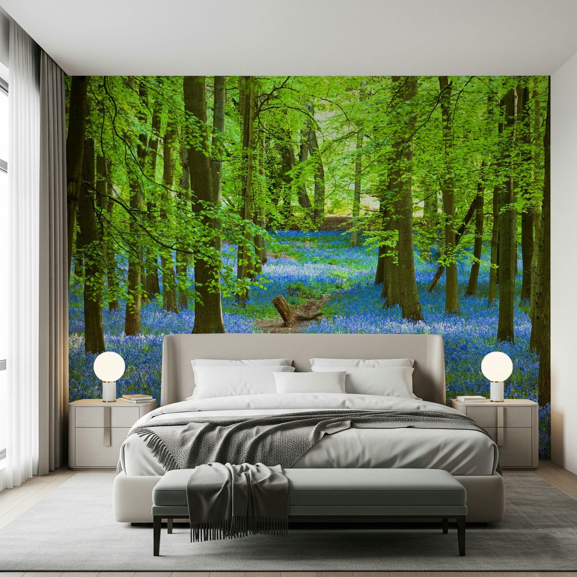 Azure Pathway Wall Mural in a bright dining area with white furniture wallpaper., GD7698