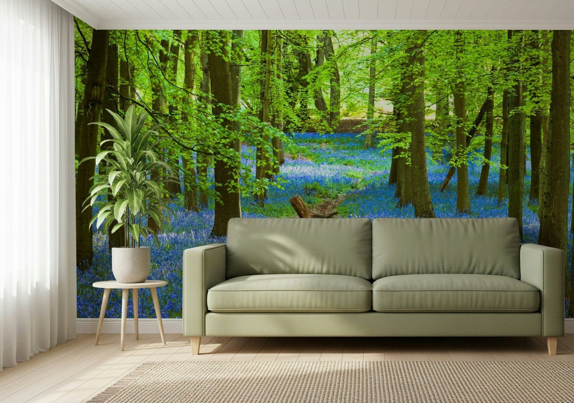 Minimalist azure wallpaper for a feature wall in a guest suite wall mural.