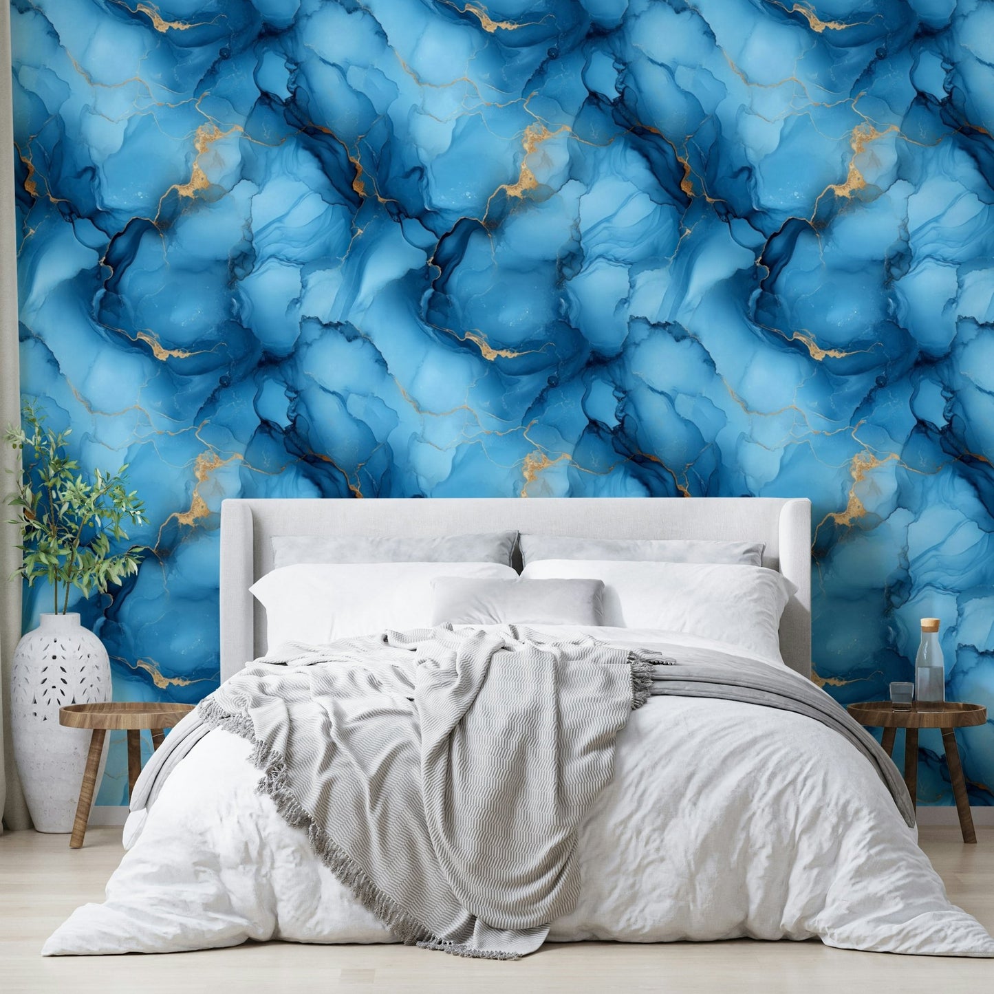 Soft river-inspired design on modern wallpaper

