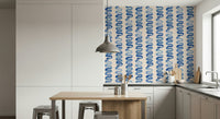 Azure Swirls Wallpaper Dynamic blue print.