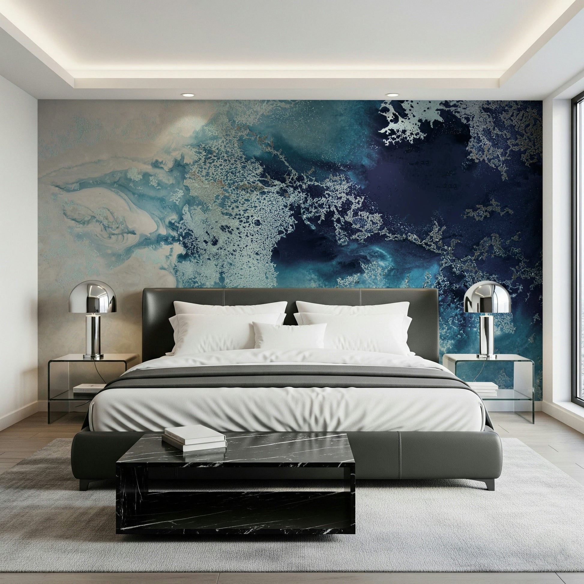 An artistic nature seascape mural for home decor.