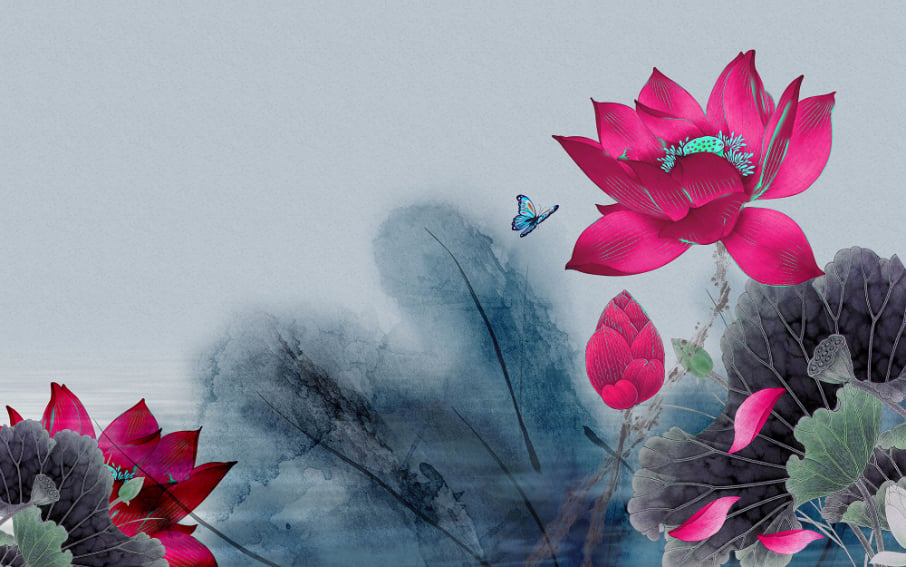 Stunning Red Water Lily Wallpaper in your room — zoomed