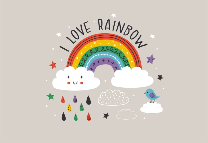 Colorful Magic Rainbow Cloud Wallpapers in your room — zoomed