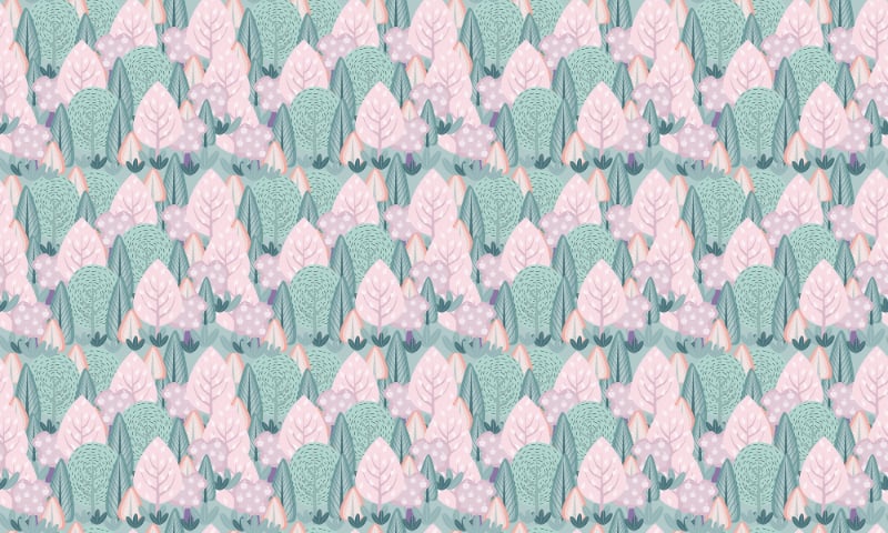 Scandinavian Style Trees and Leaves Wallpaper