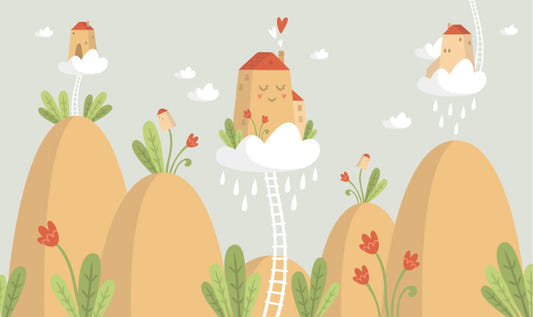 Brown Mountain House Kids Graphic Wallpaper