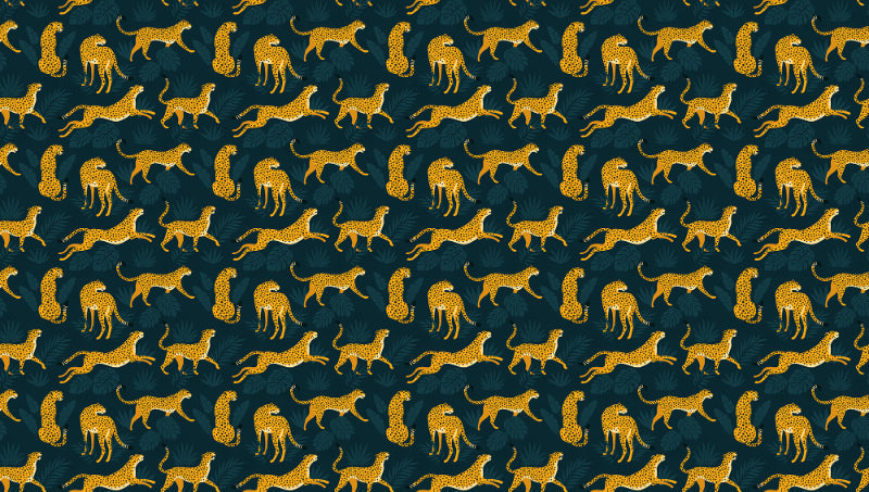 Yellow Leopard Repeat Pattern Wallpaper