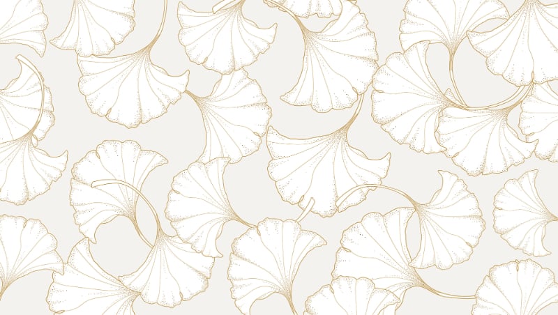 Abstract Gold Ginkgo Plant Wallpaper Mural