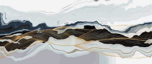 Blue Marble Golden Lines Wallpaper Murals